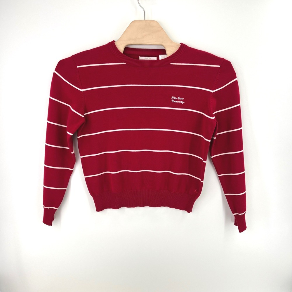 Lady Vesi Ohio State University Sweater L Pima Cotton Red Striped Luxury OSU